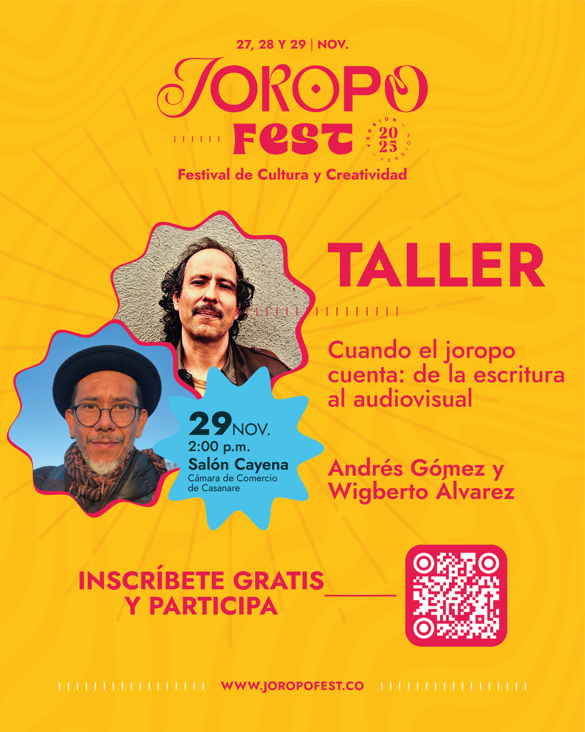 29 nov 02:00 pm Salón Cayena Taller - Cuando el joropo cuenta de la escritura al audiovisual