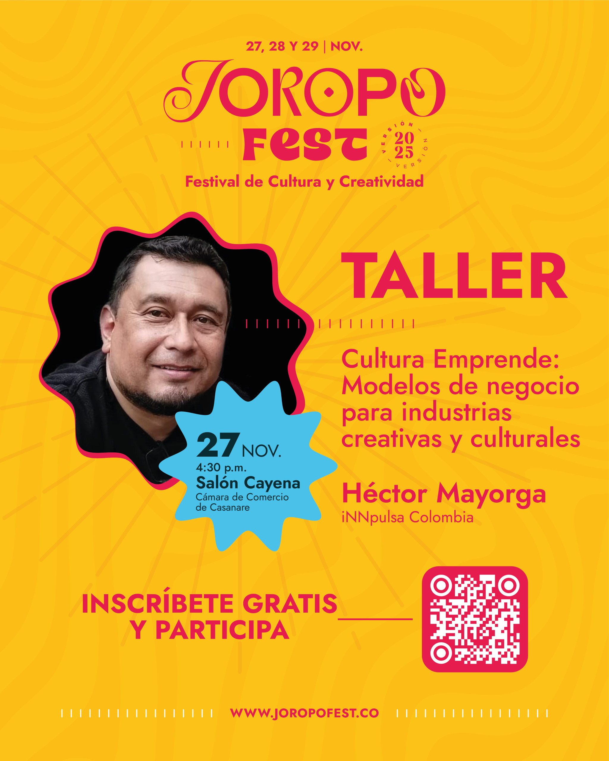 27 nov 04:30 pm Salón cayena Taller - Cultura Emprende Modelos de negocio para industrias creativas y culturales
