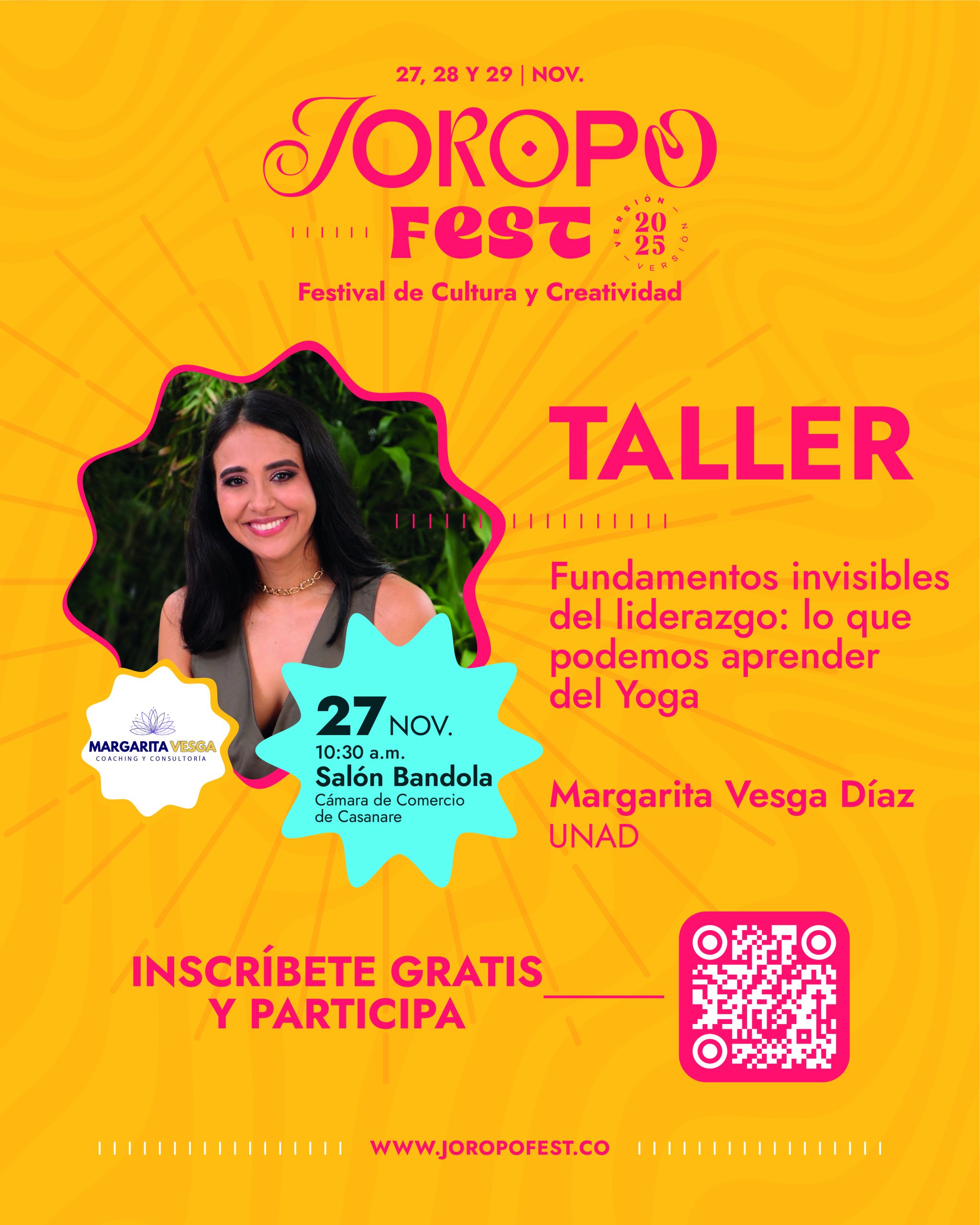 27 nov 10:30 pm Salón Banloda Taller - Fundamentos invisibles del liderazgo lo que podemos aprender del Yoga