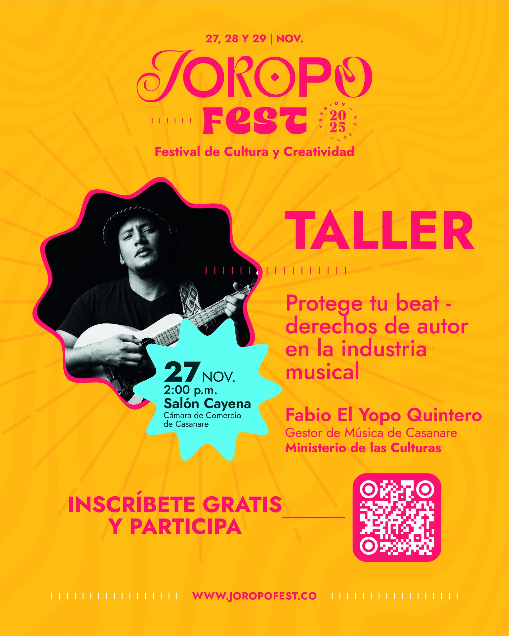 27 nov 02:00 pm Salón Cayena Taller - Protege tu beat - derechos de autor en la industria musical
